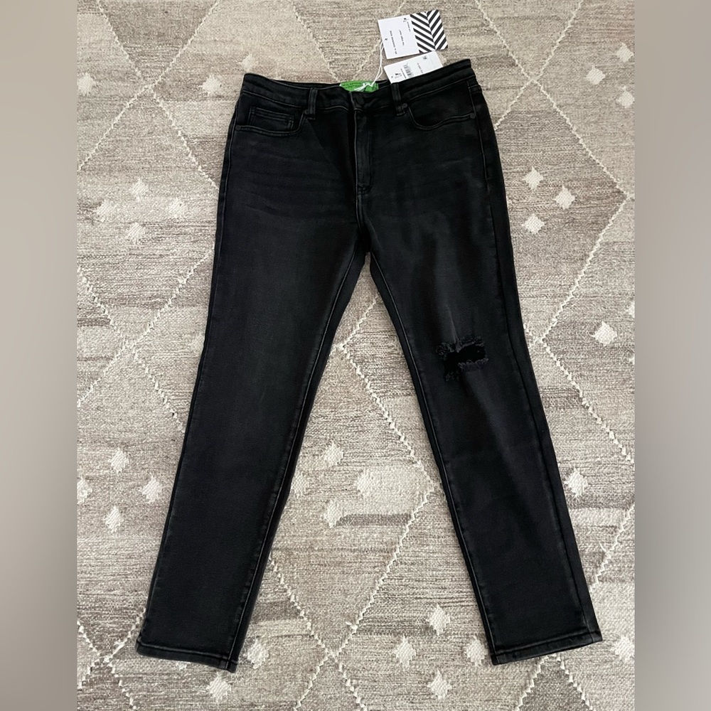 Sandrine Rose (Free People), black distressed jeans, NWT, Size 30, MSRP $178